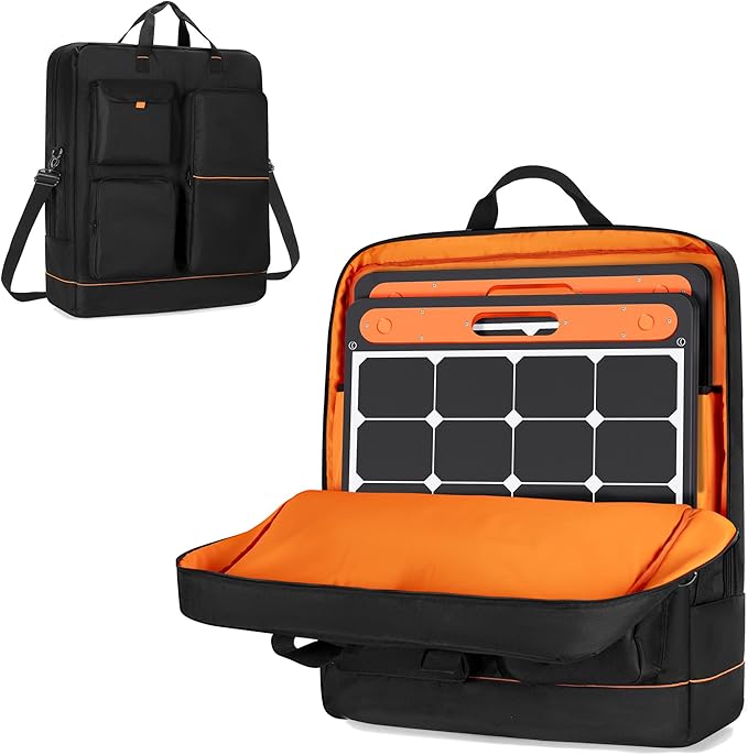 HODRANT Solar Panel Storage Bag with Bright Lining Travel Solar Panel Carrying Case Compatible with Jackery SolarSaga 100W 100X 200W Padded Carrier Organizer Compatible with ZOUPW 100W 110W 200W