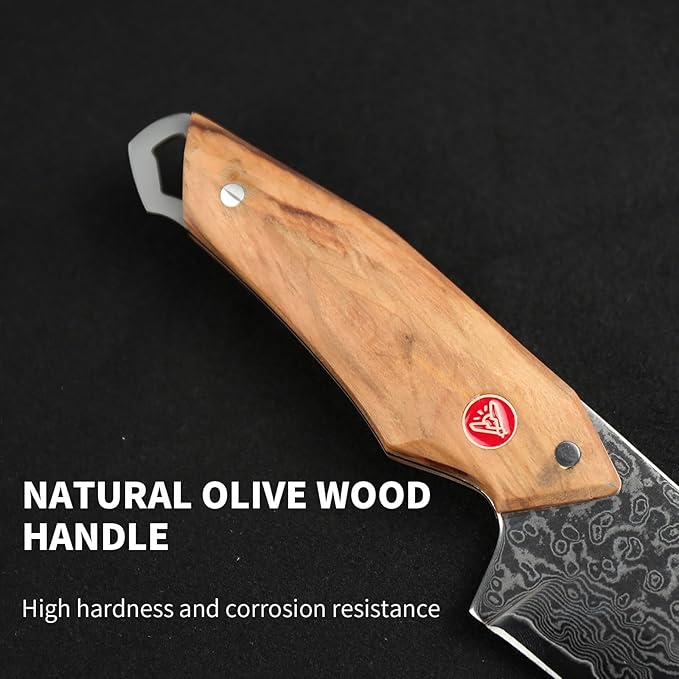 SODEN Damascus Hunting Knife with Sheath VG-10 Core Fixed Blade Survival &amp Camping Knife for Outdoor Tactical Use | Full Tang | Sharp Knife &amp Tool Set