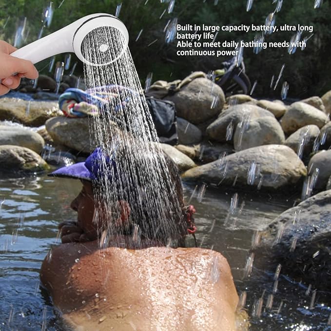 Zunate Portable Electric Shower ABS Material Long Battery Life Outdoor Camp Shower Camping SPA Car Washing with 180CM Pipe for Animal Bathing Plant Watering (Roseate)