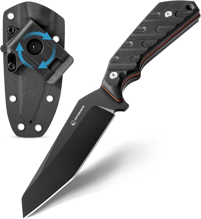 8.35 Fixed Blade Knife with Kydex Sheath 360° Rotating Clip – EDC Camping Hiking Fishing Outdoor Use