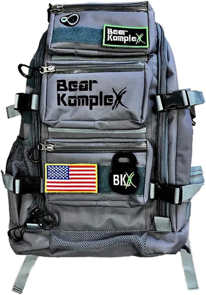 Bear KompleX Military Grade Tactical Backpack - Military Backpack Storage Organization Multiple Compartments Compression Straps MOLLE Webbing 1000 Denier Nylon Water Repellent Coating - 50L Grey