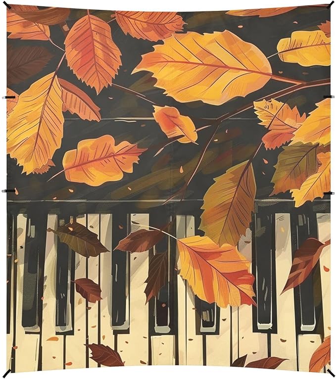 ALAZA Piano Keys Autumn Leave Beach Tent Sun Shelter Portable Canopy Sunshade for Outdoor Camping Picnics Backyard Fun 10x9 ft