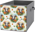 Collapsible Storage Bins with Handles Cute Highland Cow Foldable Cube Organizer Box for Closet Shelf Toy Storage Space-Saving Home &amp Office Decor