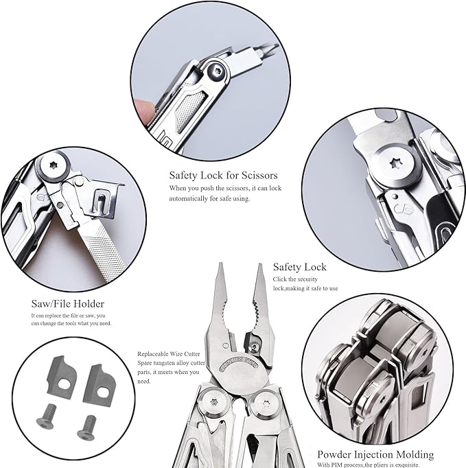 SQT2045 20-in-1 Multitool Foldable &amp Self-Locking Professional Tool for DIY Home Repairs &amp Outdoor Camping Must-Have Gifts for Men Compact &amp Durable-