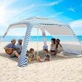 Beach Cabana 6.5'×6.5' Beach Canopy with UPF50+ Protection Beach Tent Sun Shelter Sun Umbrella with Removable Side Wall Portable Shade Sun Shelter for Beach Garden Camping (Wave Pattern)