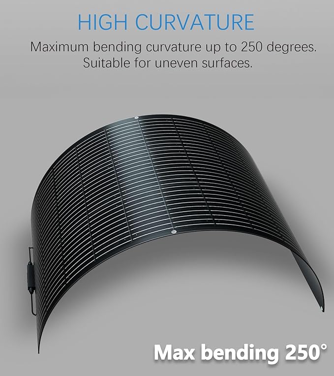 Flexible Solar Panel kit 100W Monocrystalline module10A charge controllerExtension cable Off-Grid Charger for RV Boat Van Car Curve Surfaces (100W SOLAR KIT)