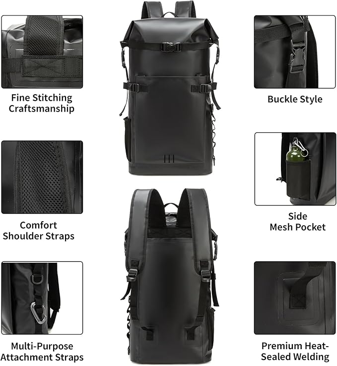 Waterproof Dry BagHeavy Duty Hiking Backpack Roll-Top Closure Bag for Kayaking Hiking Camping Boating- Men/Women ﻿