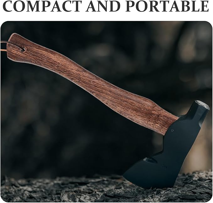 2pcs Wooden Axe Handles with Anti-Slip Grip 33cm Curved Hatchet Replacement Handles for Firewood Splitting and Camp Tool Repair Accessories