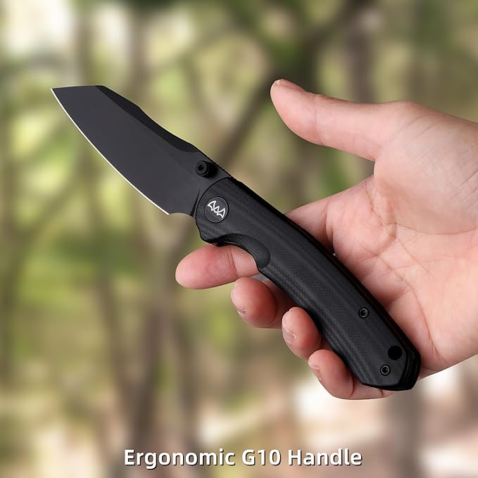 Folding Pocket Knife 3.35 14C28N Blade G10 Handle EDC Knife with Liner Lock Small Pocket Knife with Clip for Men Sharp Camping Hiking Hunting Survival Knives (Black)