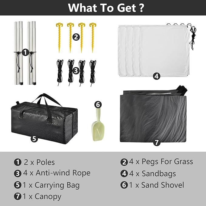 Highland Cattle Staring Beach Tent Sun Shelter Set UPF50+ UV Protection 10.5 x 9.19 FT Camping Shade Canopy with Sandbags Sand Anchors Carrying Bag and Others