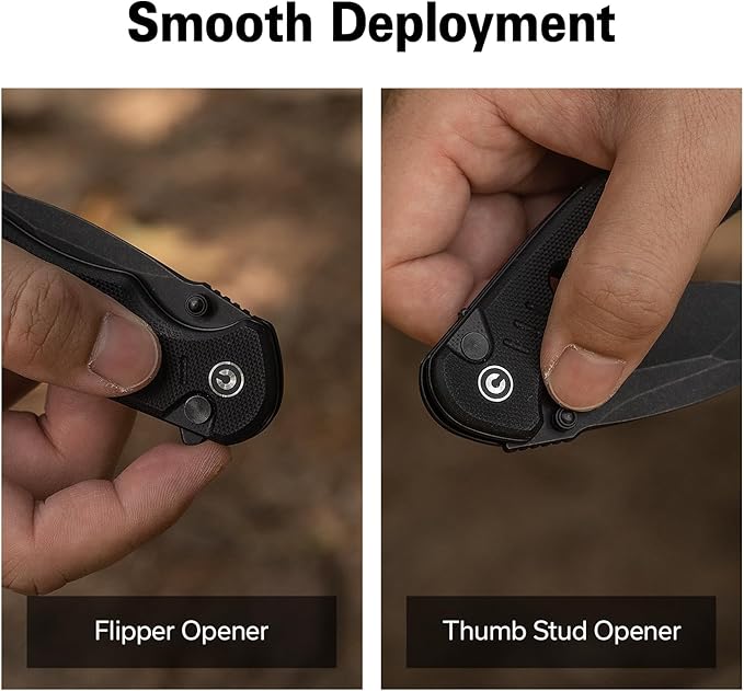 CIVIVI Triptych Folding Pocket Knife 2.97 14C28N Blade G10 Handle with Reversible Clip Button Lock Knife for EDC Camping Hiking C23085B-1 Black