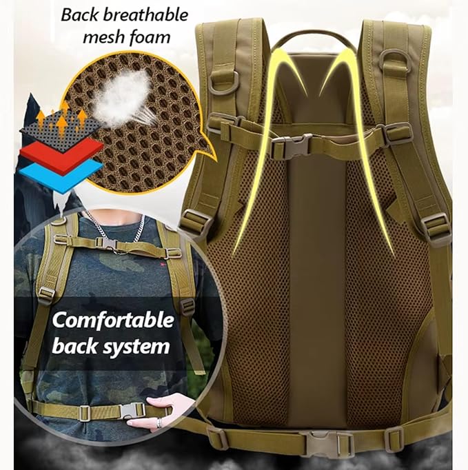Large Capacity Climbing Backpack Camouflage Tactical Bag Outdoor Sport Hiking Travel Camping Bag Trip Camping Backpack(Green)