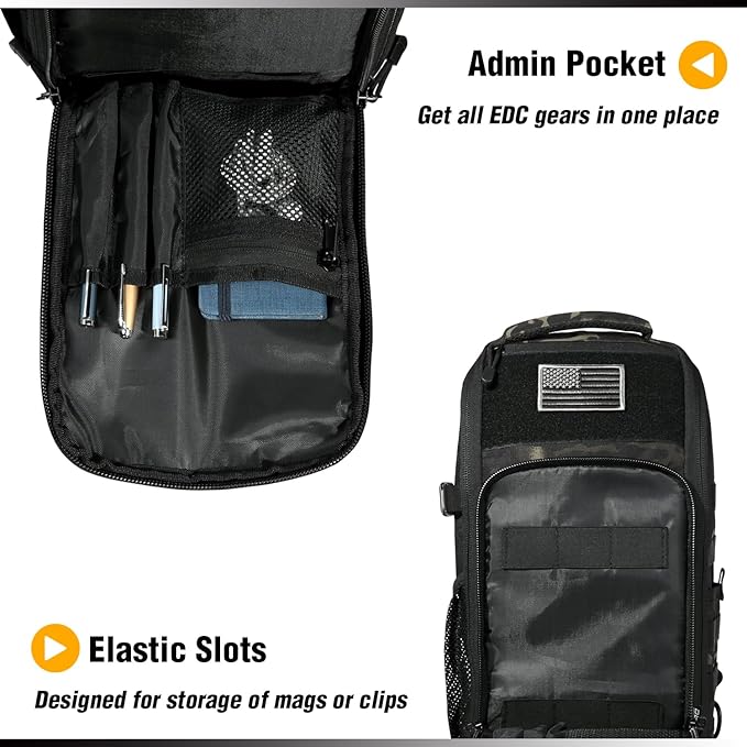 DBTAC Tactical Personal Defense EDC Bags &amp Packs | 10L Military Shoulder Backpack with Sling for Concealed Carry Range Travel Hiking Outdoor Sports (Charcoal Camo)