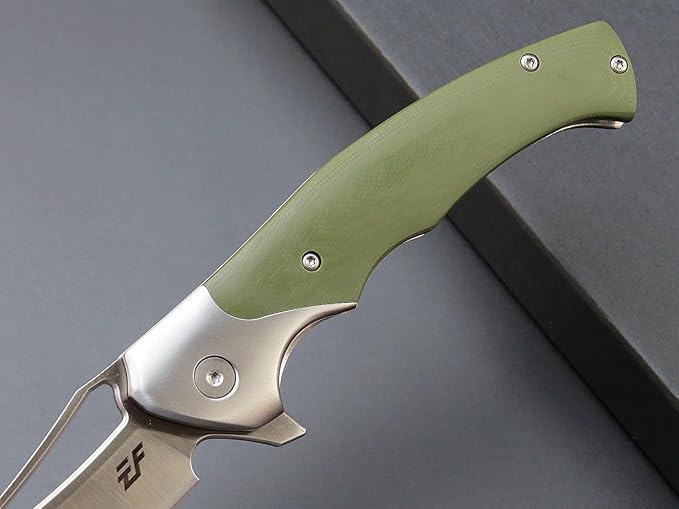 Eafengrow EF7 Folding Knife K110 Steel Blade G10&ampStainless Steel Handle EDC Tool Knives for Outdoor Working Camping Hiking(green)