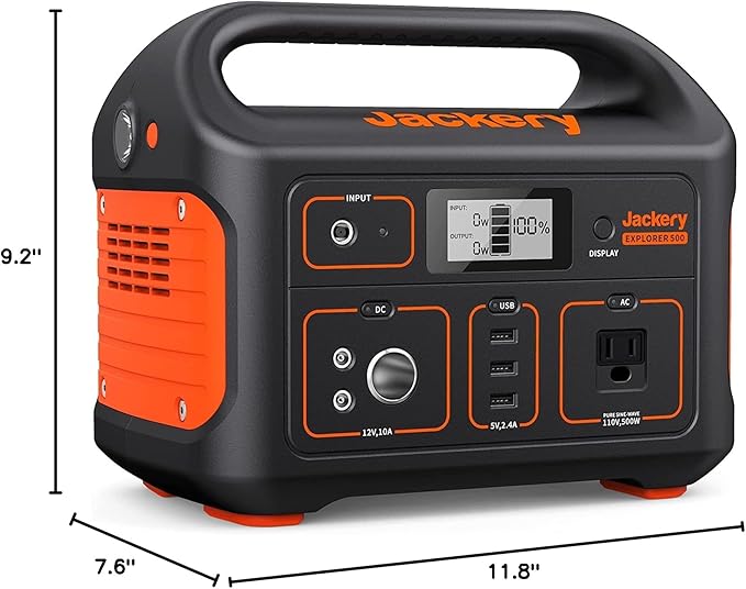 Jackery Portable Power Station Explorer 500 518Wh Outdoor Solar Generator Mobile Lithium Battery Pack with 110V/500W AC Outlet for Home Use Emergency BackupRoad Trip Camping (Solar Panel Optional)