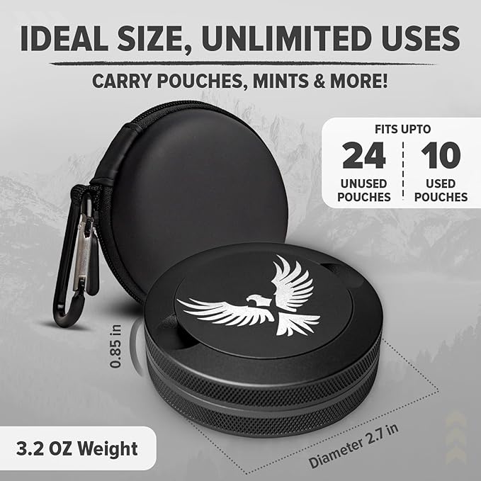 Premium Zyn Metal Can - Waterproof Moisture &amp Odor Proof - Metal Zyn Container - Dip Can Zyn Tin Zyn Holder with Knurled Edges Aluminum Zyn Can &amp Organizer