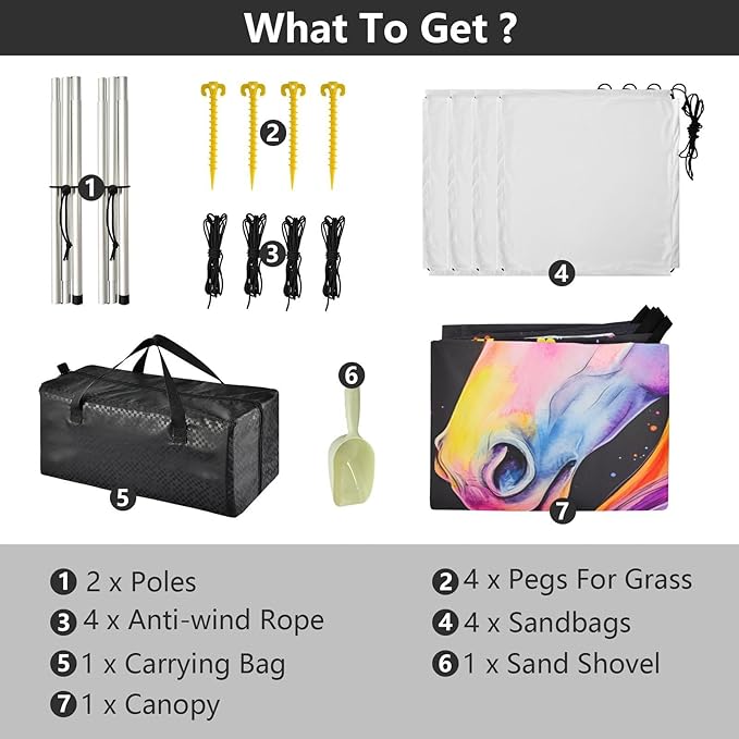 ALAZA Unicorn Rainbow Beach Tent Sun Shelter UPF50+ Protection Beach Shade Canopy w/ 4 Sandbags for Outdoor Camping Fishing Backyard Fun Picnic 10x9 ft