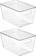 Vtopmart 2 Pack Clear Stackable Storage Bins with Lids Large Plastic Containers with Handle for Pantry Organizer and StoragePerfect for BathroomCabinetKitchenFridgeCloset Organization