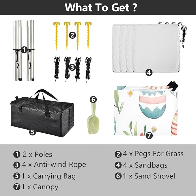 Watercolor Easter Eggs Beach Tent Sun Shelter Set UPF50+ UV Protection 10.5 x 9.19 FT Camping Shade Canopy with Sandbags Sand Anchors Carrying Bag and Others