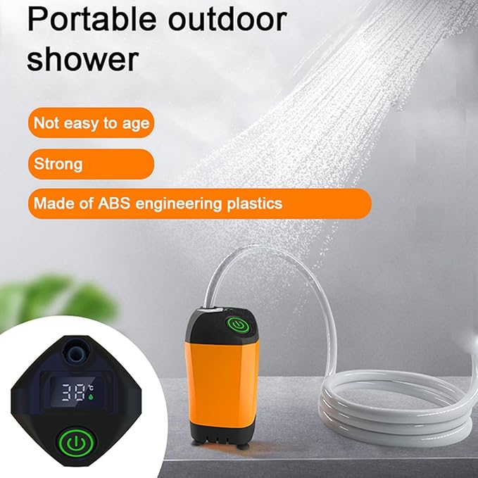 Portable Electric Shower Pump Strong Water Absorption for Camping Hiking Backpacking Blue