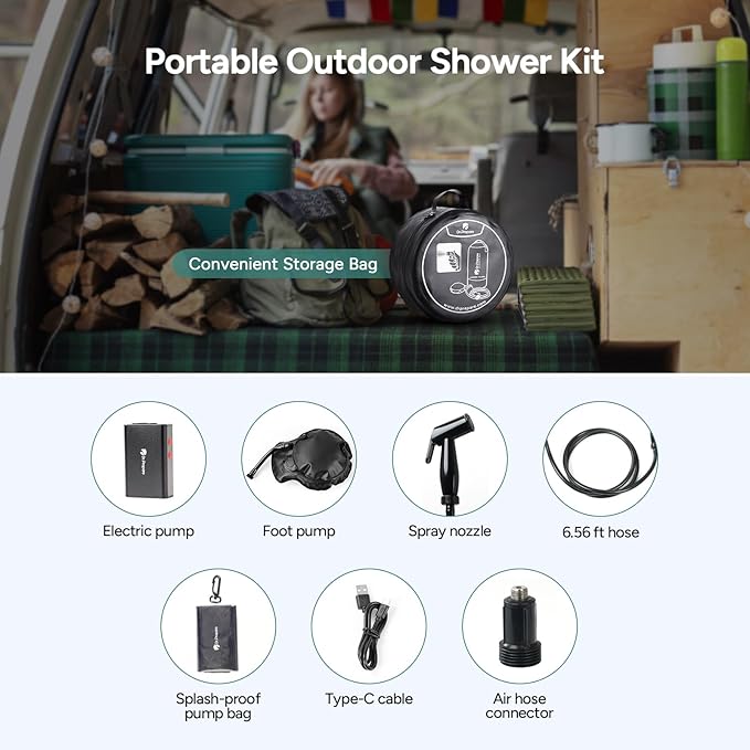 DR.PREPARE Portable Shower for Camping 4/5 Gallons Camping Shower Bag Portable Outdoor Shower with Pump for Hiking Climbing Pet Cleaning Car Washing Beach &amp Emergency