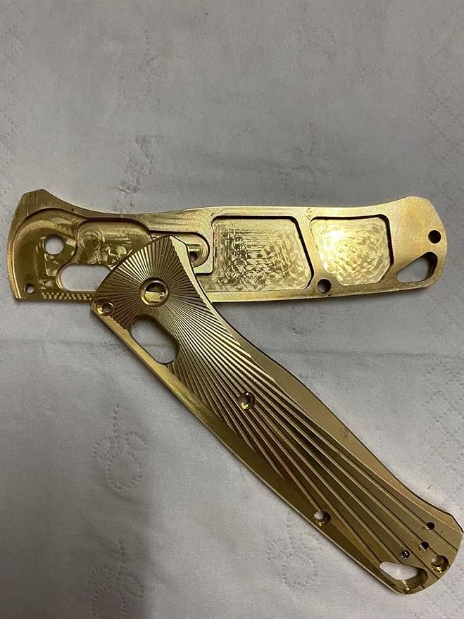 1 Pair Custom Brass Scales Fits for Bugout 535 Non Slip CNC Copper Handle Patch DIY Accessory