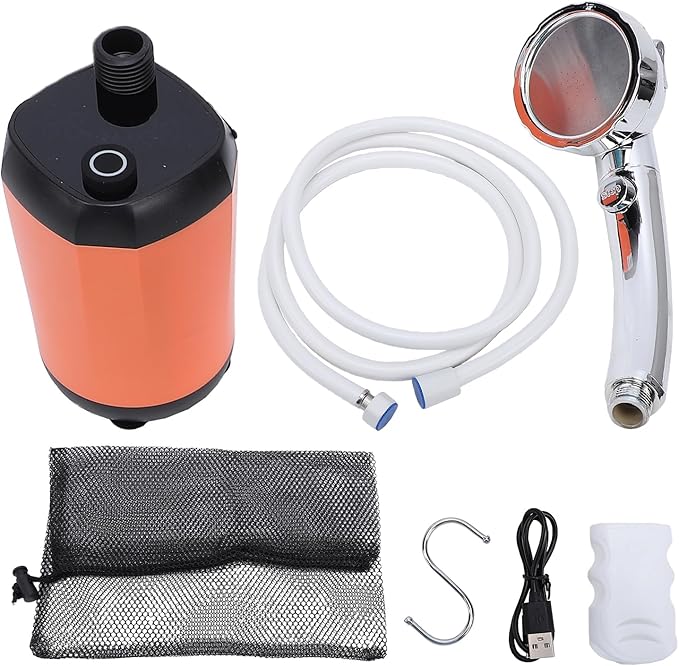 Portable Shower Pump 6.5M High Lift Camping Shower with Temperature Display Head Pipe for Outdoors Camping Hiking Car Pet Washing