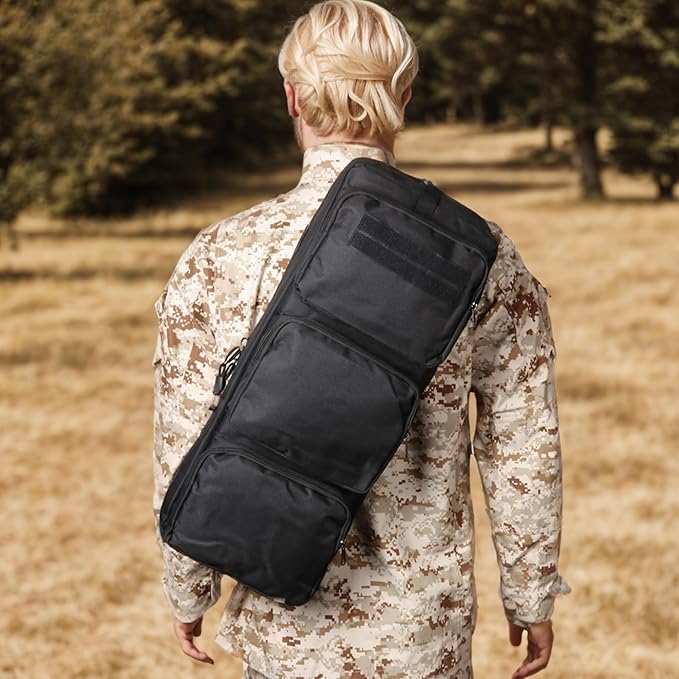 Foldable Lightweight Sling Bag for Rifle - Adjustable Nylon Rifle Backpack for Men Outdoor Hunting Airsoft and Army Use with Zipper Closure