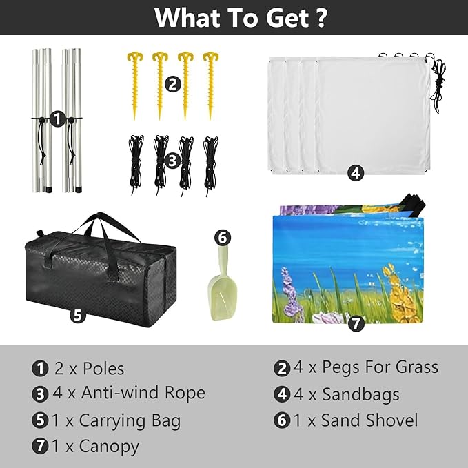 Beach Canopy with Windproof Ropes &amp Sandbags Beach Tent Sun Shade Sun Shelter for Camping Trips Fishing Backyard Fun or Picnics Landscape