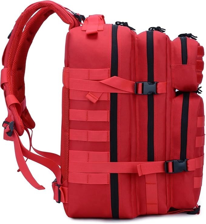 45L Tactical Backpack Large Capacity Outdoor Rucksack 3 Day Fitness Hiking Bag Hiking Camping Gear Backpacks Indian Bag (Set of 1) Red