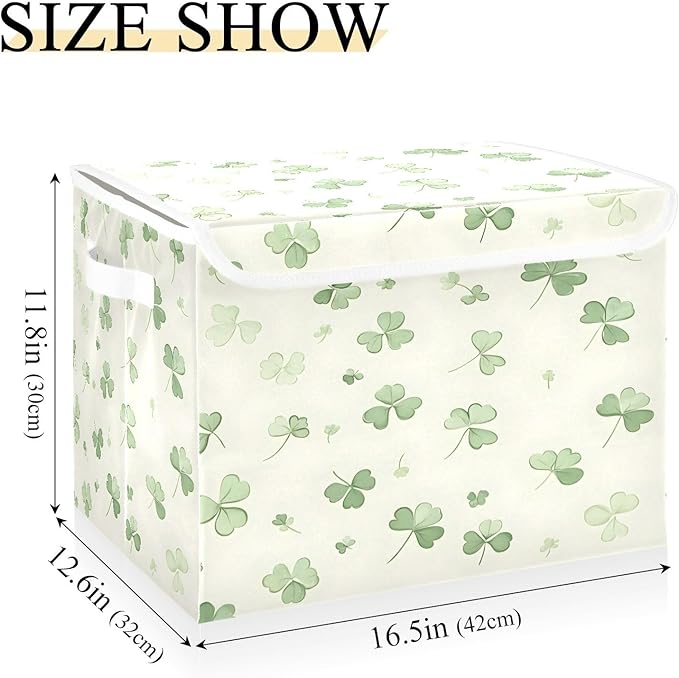 Clover Fabric Storage Bins with Lids and HandleFoldable Storage Bins with LidsCloset Organizers for Clothes Storage Room Organization Office Storage Chest Organizer