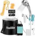 Portable Hot Shower for Camping Shower Tent Kit 1000W Immersion Heater Rechargeable Camping Shower Pump Pop Up Shower Tent with 6.6 Gallons Folding Bucket for Adults Outdoor