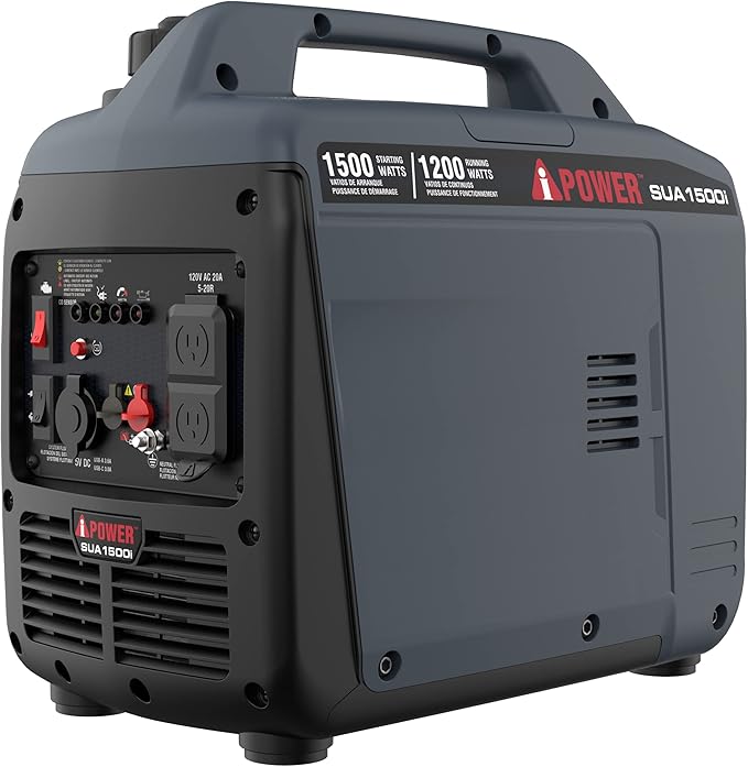 A-iPower 1500 Watt Quiet Portable Inverter Generator Gas Powered Small Ultra Lightweight Quiet Generator for Camping Tailgating Home Backup Emergency EPA &amp CARB Compliant CO Sensor (SUA1500i