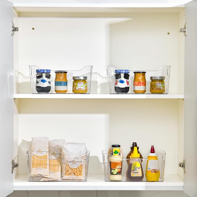 Clear Plastic Storage Bins - 12 Pack Pantry Organizers and Storage Clear Pantry Organizer Bins X-Large Plastic Containers with Handle for KitchenFreezerCabinetClosetBathroom Under Sink