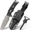 HX OUTDOORS Fixed Blade Knife with Fire Starter Premium DC53 Steel Full Tang Tactical Knives for Men Bushcraft Survival Camping Knife with Kydex Sheath for EDC Outdoor (Gray)