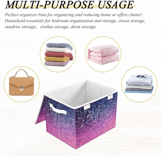 Diamonds Crystals Gradient Glitter Decoration Sequins Peach Purple Blue Cyan Storage Box with Lid Collapsible Book