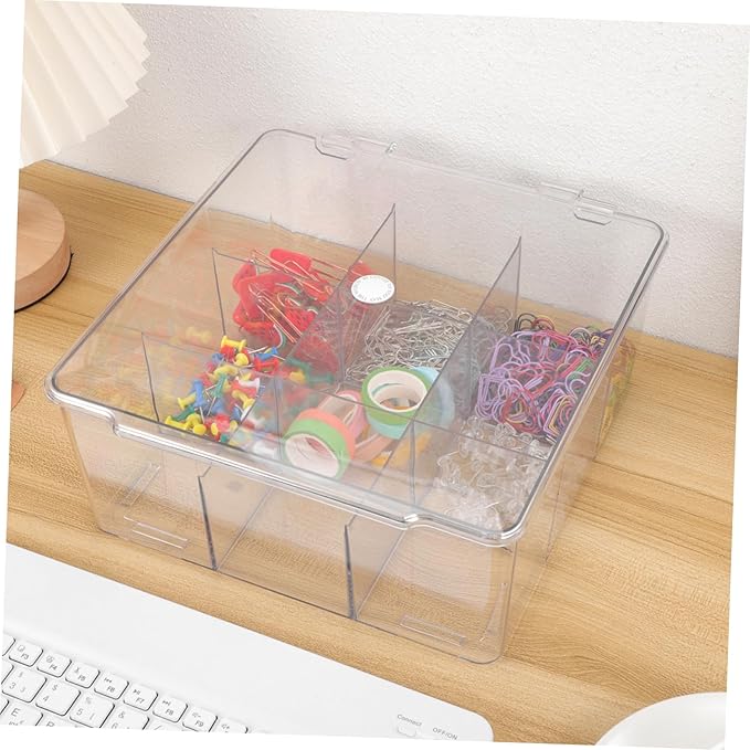 Cabilock 9grids Compartment Storage Box Plastic Display Case for Accessories Dustproof Jewelry Organizer