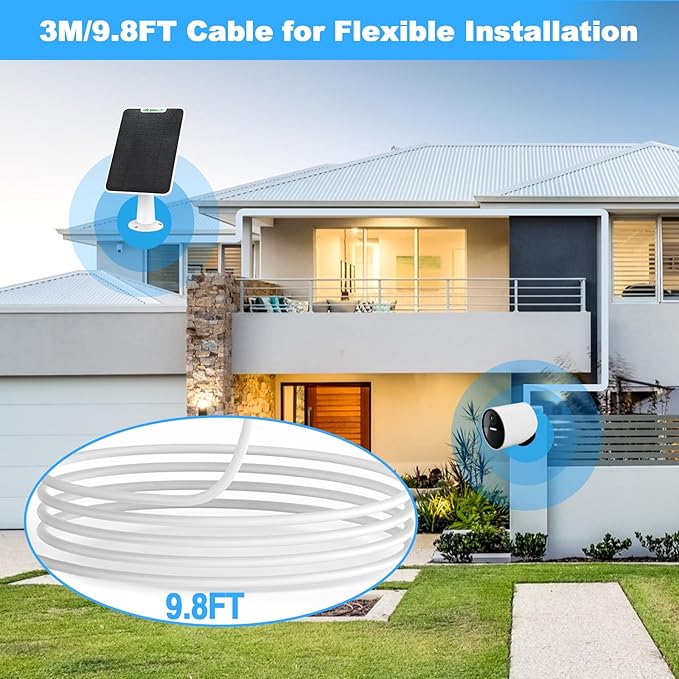 4 Pack 6W Solar Panel for SimpliSafe Outdoor Camera IP65 Weatherproof Solar Panel Charger Compatible with SimpliSafe Camera Solar Panels with Secure Wall Mount 9.8ft Cable 360° Adjustable Bracket