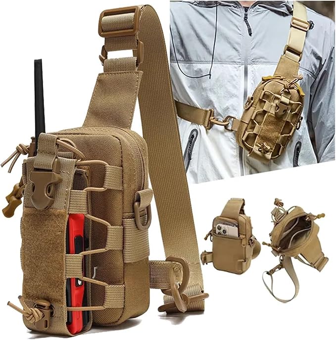 Tactical Sling Front Chest Bag Outdoor Water Bottle Pouch Hiking Trekking Phone Crossbody Climbing Shoulder Backpack Fanny Pack(CP)