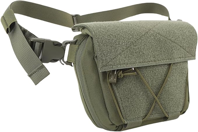 Alomejor Oxford Cloth Drop Pouch Fanny Pack Abdominal Carrying Kit Bag Utility Tool Pouch with Multi Layer for Chest Rig Vest