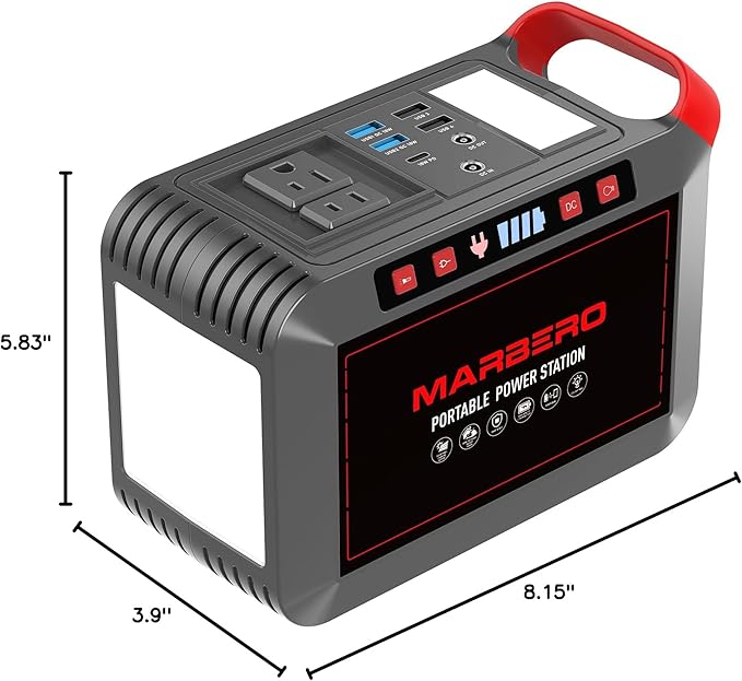 Portable Power Station 300W MARBERO 237Wh Camping Solar Generator Backup Lithium Battery with Pure Sine Wave 110V AC Outlet USB C USB A DC for Outdoors Camping CPAP Home Blackout Emergency