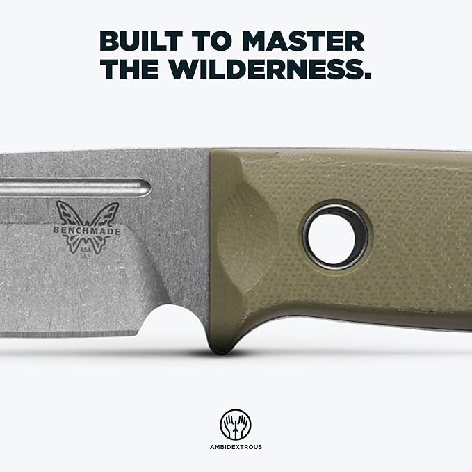 Benchmade - Mini Bushcrafter Outdoor Survival Knife with OD Green G10 Handle (165-1)