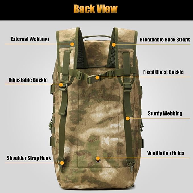 36-55L Tactical Military Backpack Gear Sport Outdoor Assault Pack Rucksack Bag MOLLE Duffel for Hunting Camping(Green)