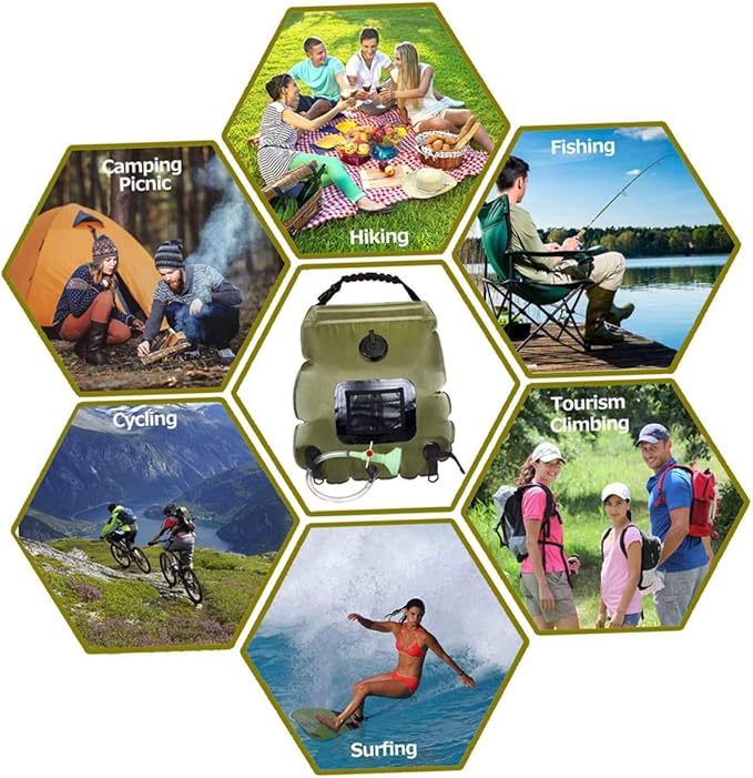 Portable Solar Shower Bag for Camping Hiking and Beach Use Easy to Water Bag Shower Nozzle and Temperature Display for Outdoor Activities