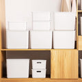 10 pack large plastic White storage bins with Lids Toy Box Chest with HandleOrganizer Containers Baskets for BabyNurseryShelvesPlayroom BedroomOfficeClosethome (White 5XL+5S)