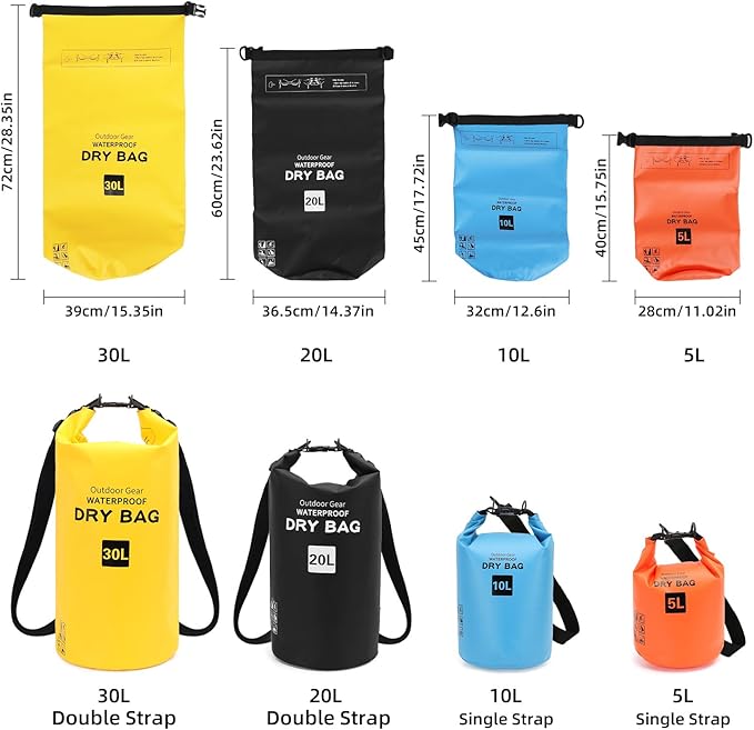 Irfora Floating Rainproof Dry Bag Backpack Lightweight for Water Sports Outdoor Activities 500D PVC Mesh Red Blue Black Yellow (4 sets in one package)