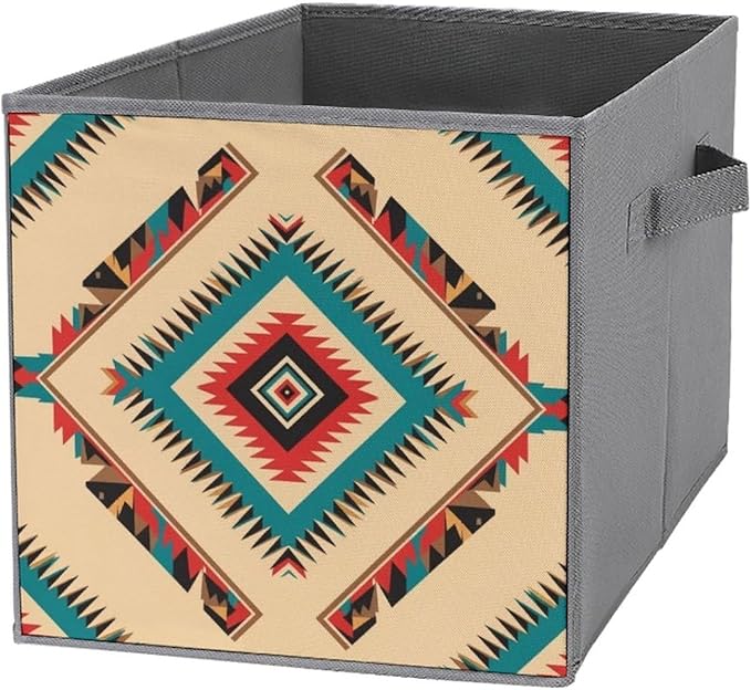 Clever Cube Storage Bins Native American Western Aztec Practical Organizer for Small Spaces Fashionable Storage Solution