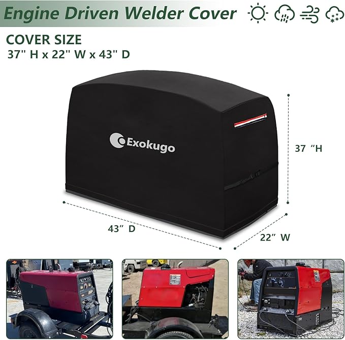 Waterproof Engine Welder Generator Cover for Ranger GXT Series WelderEngine Driven Welder Cover with Plush LinnerAll Weather Protection Black