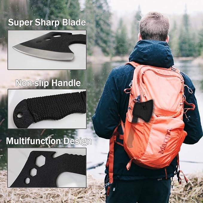 Lightweight Tactical Hatchets Set Small Camping Backpacking Axe with Nylon Fiber Handle for Bushcraft Outdoor Survival Hiking with 3 Hex Wrenches and Bottle Opener- 8 Pack