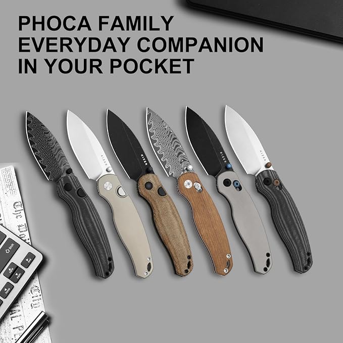 Kizer Phoca BD Pocket Knife 2.95 Drop Point 14C28N Blade Folding Knives with Brown Norplex UltreX™ Micarta Handle Thumb Stud EDC Knife for Men Women V3781BDA1